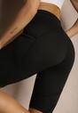 Czarne Szorty Kolarki High Waist Ozdobione Napisem Firmoi