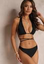 Czarne Bikini z Przezroczystą Spódniczką z Gumką w Talii Hako