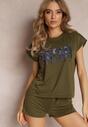 Zielony 2-częściowy Komplet Dresowy z Szortami i T-shirtem Nariko