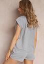 Szary 2-częściowy Komplet Dresowy z Szortami i T-shirtem Nariko