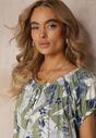 Rochie midi verde deschis din viscoză cu decolteu spaniol și elastic în talie Asite