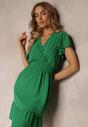 Zielona Sukienka z Falbankami i Marszczoną Gumką w Talii Edenia
