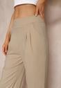 Ciemnobeżowe Szerokie Spodnie Bawełniane Zenra