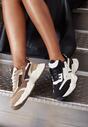 Czarne Sznurowane Sneakersy na Grubej Podeszwie przed Kostkę Calderia