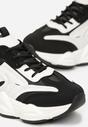 Czarne Sznurowane Sneakersy na Grubej Podeszwie przed Kostkę Calderia
