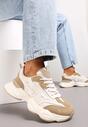 Sneakerși Bej cu Șireturi pe Talpă Groasă până la Glezna Calderia