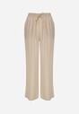 Pantaloni largi bej din viscoză cu elastic în talie Abyga