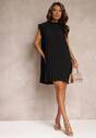 Czarna Plisowana Sukienka Mini z Falbankami Trinida