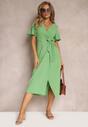 Rochie verde midi cu decolteu petrecut și mâneci scurte Talya