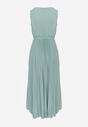 Zielona Rozkloszowana Sukienka Maxi z Plisowanym Dołem i Gumką w Talii Sare