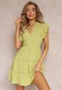 Rochie Verde Talie Marcata Mini Volane Salleni