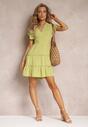 Rochie Verde Talie Marcata Mini Volane Salleni