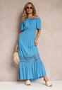 Niebieska Sukienka Maxi Hiszpanka z Wiskozy Millore
