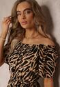 Rochie Neagră-Bej Lungă Tip Spaniolă din Viscoză cu Elastic în Talie Channe