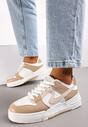 Ciemnobeżowe Sneakersy przed Kostkę na Platformie Elyminn