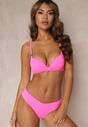 Różowe Gładkie Bikini Push Up z Figami Areneine