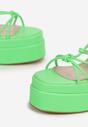 Zielone Wiązane Sandały na Stożkowym Słupku i Platformie Lavendari