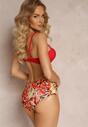 Czerwone Bikini z Dekoracyjną Broszką i Efektem Push Up Dameve
