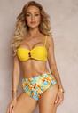 Żółte Bikini z Dekoracyjną Broszką i Efektem Push Up Dameve