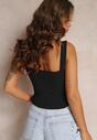 Czarny Top z Szerokimi Ramiączkami i Ozdobnymi Klamrami Mayeke