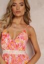 Rochie maxi cloș roșu-roz cu bretele Blakela