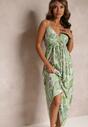 Rochie verde evazată din viscoză cu imprimeu fantezie Eirlina