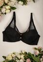 Sutien Push Up Negru cu Dantelă Pietre și Plasă Cremis
