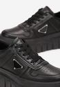 Czarne Sneakersy przed Kostkę z Perforacją i Przeszyciami Kodima