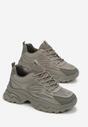 Zielone Sneakersy przed Kostkę na Grubej Podeszwie Maneh