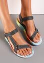 Sandale Gri în Stil Sport cu Velcro și Talpă Colorată Shioria