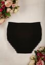 Czarne Majtki Figi High Waist z Koronkowymi Wstawkami Graceland