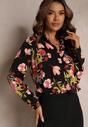 Camasa Neagra cu Guler Floral din Viscoza Jinall