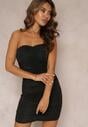 Rochie Neagră Mini Cu Pliuri Cambrată Danielitta