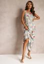 Rochie Verde Maxi cu Flori cu Talia evazata cu Bretele Aletaina