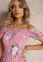 Rochie Maxi Roz cu Decolteu Ornat și Bretele Subțiri Nesaina