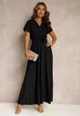 Maxi Rochie Neagră de Cocktail Pliuri Decolteu Triunghiular Fundă Talie Phoelia