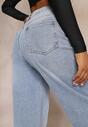 Niebieskie Jeansy Szwedy High Waist z Przetarciami Kirste