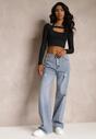 Niebieskie Jeansy Szwedy High Waist z Przetarciami Kirste