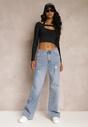 Niebieskie Jeansy Szwedy High Waist z Przetarciami Kirste