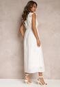 Biała Bawełniana Sukienka z Haftem i Kopertowym Dekoltem Senerosa