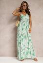 Zielona Sukienka na Cienkich Ramiączkach z Bawełny w Kwiatowy Print Agemia