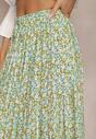 Zielona Rozkloszowana Spódnica Maxi w Kwiaty Dethuj