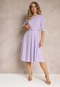 Rochie Violetă Plisată cu Curea Valfe