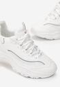 Białe Sneakersy Sznurowane na Grubej Podeszwie Brittney