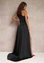 Czarna Elegancka Sukienka na Jedno Ramię o Asymetrycznym Fasonie Leylane
