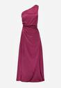 Fioletowa Elegancka Sukienka na Jedno Ramię o Asymetrycznym Fasonie Leylane