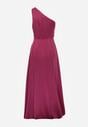 Fioletowa Elegancka Sukienka na Jedno Ramię o Asymetrycznym Fasonie Leylane