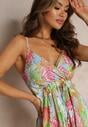 Rochie mini evazată albastră din bumbac cu bretele Cisro