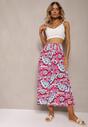 Pantaloni Largi Roz-Albastru din Viscoză cu Model Ornamental Ulionea