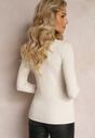 Pulover Bej Deschis Tricotat Jacquard cu Nasturi Amillian